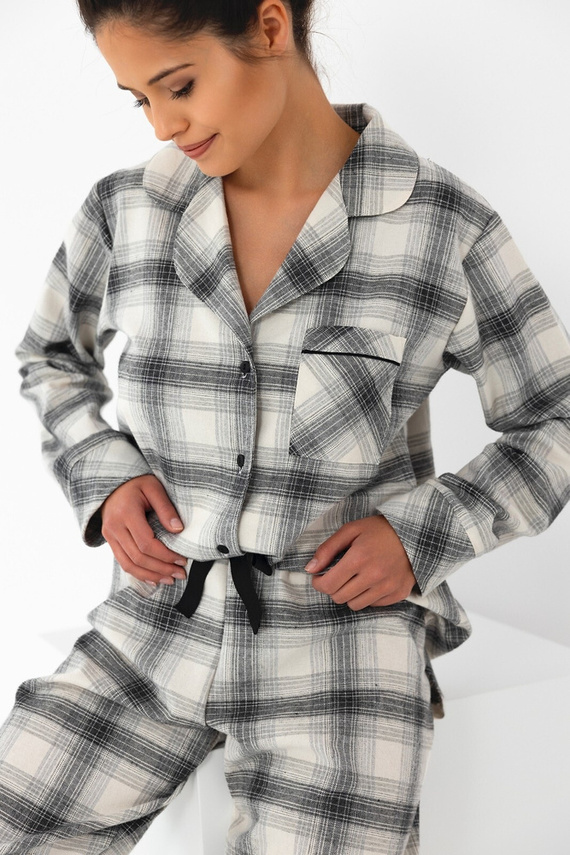 Cressida Damen-Pyjama Flannel Sensis - grau-creme