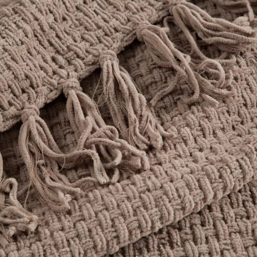 Suzi Decke, Tagesdecke, gewebt mit Fransen, Eurocurtains, beige