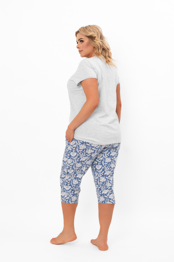 Damen Schlafanzug Boma - kurzarm, Hose 3/4, Baumwolle Italian Fashion - melange/print 