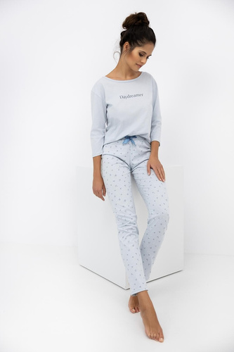 Daydreamer 3/4-Sensis-Taubenpyjama für Damen – baumwollblauer Pyjama mit langer Hose