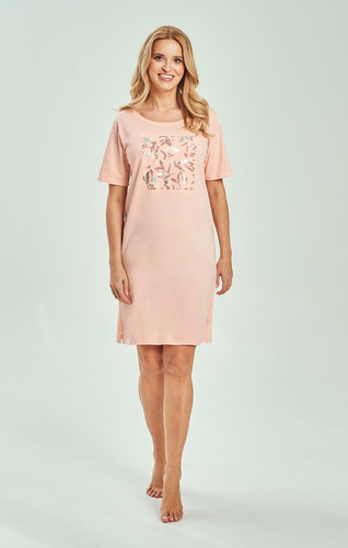 Damen Nachthemd 3554 Valentina Taro – 100% Baumwolle, Kurzarm, Knielang, Mit Druck & Atmungsaktiv