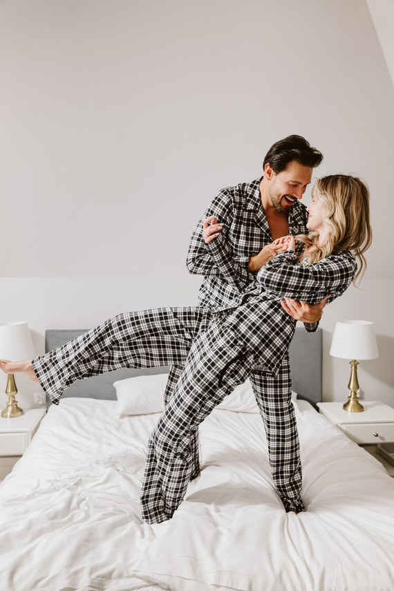 Herren Schlafanzug Klark - 100% Baumwolle, lange Ärmel und Hosen Italian Fashion 