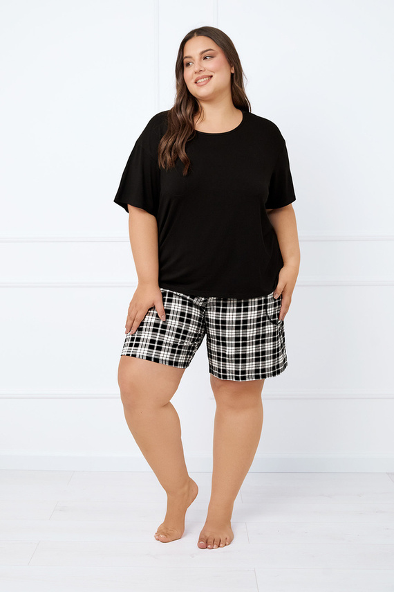 Klara Damen Kurzarm-Pyjama, kurze Hose Italian Fashion - schwarz/print