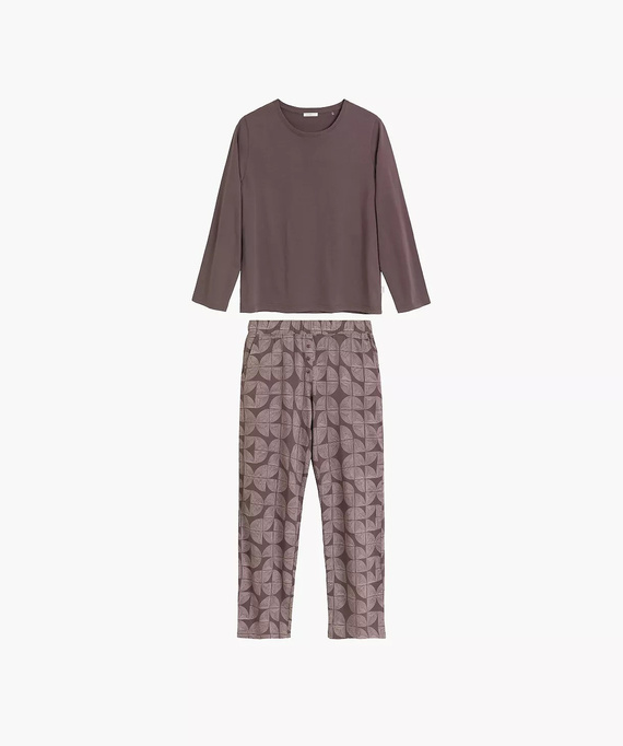 Atlantic NLP-522 Damen Schlafanzug Lang 100% Baumwolle Gemusterte Hose Braun