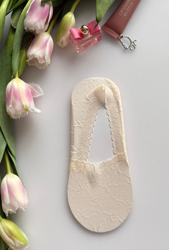 Damen Ballerina-Socken Magnetis Spitze mit Silikon – unsichtbare Füßlinge beige