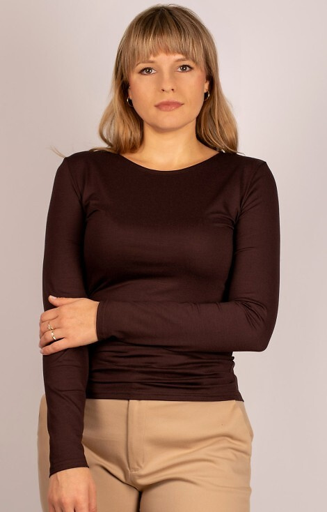 Manati Langarm-Damenbluse Babell, braun – Viskose mit Elasthan