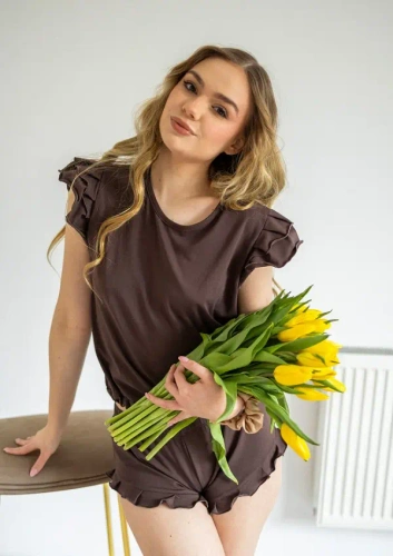 Damen Pyjama Dkaren Lulu 2 Baumwolle Set Shorts bequem