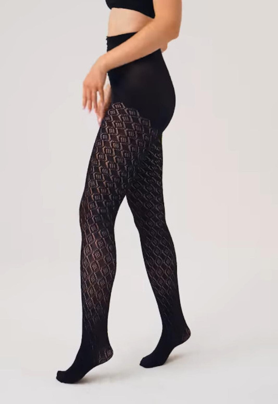 Gabriella Cashmir Baumwollstrumpfhose wz.103 150 den nero – warm, mit Lochmuster