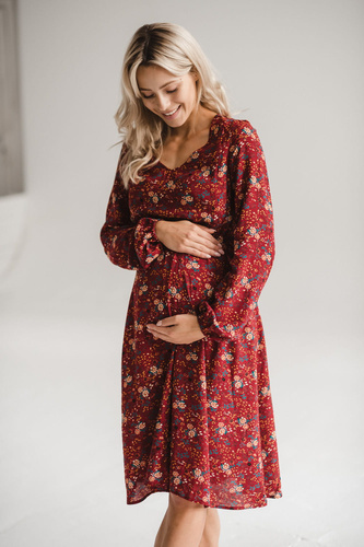 Umstands- und Stillkleid Lovely Dress Midi Milk&Love – bordeaux
