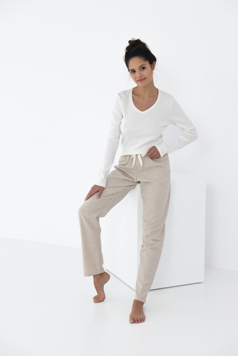 Dinah Sensis Flannel Damenpyjama – Cremebeige