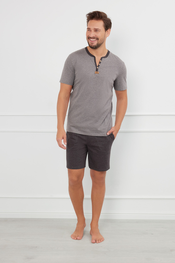 Julius Herren Kurzarm-Pyjama, Shorts Italienische Mode - ¶r.melange/c.melanż