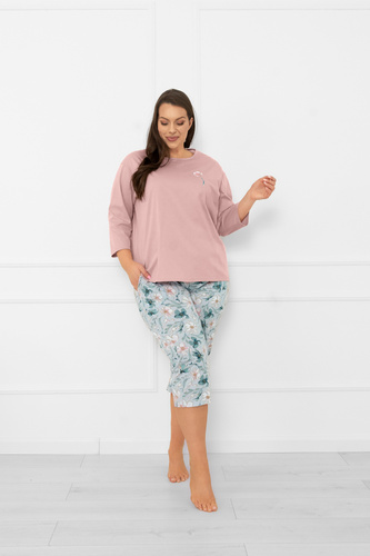 Damen Schlafanzug Perlis - 3/4 Ärmel und Hose, Baumwolle Italian Fashion  