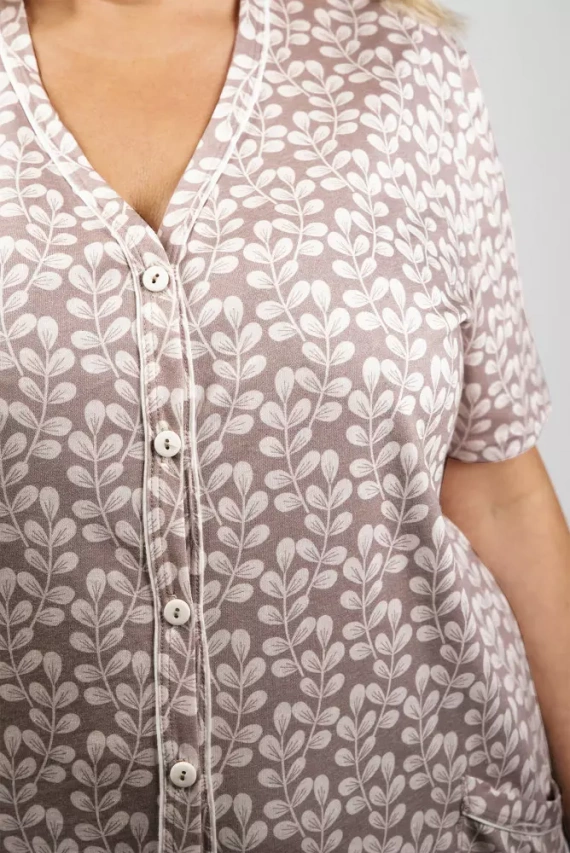 Ramira Damen Schlafanzug kurzarm und 3/4 Hose Italian Fashion - print/cappucino