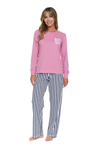 Doctor Nap 7523 Apres Sleep Damen-Pyjama 100% Baumwolle rosa gestreift