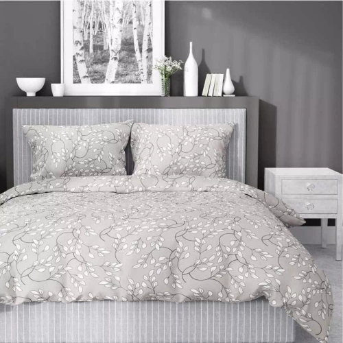 5217 B Satinbettwäsche, feine Blätter, Detexpol beige