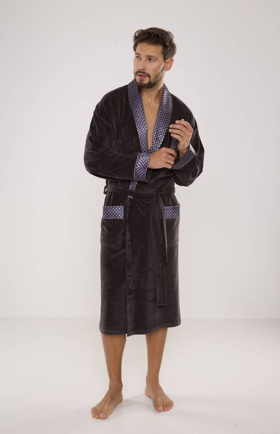 773 Bonjour Herren-Forex-Bademantel - graphit