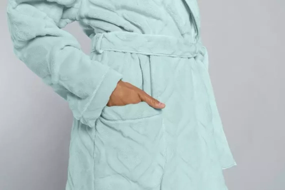 Morena Damen Fleece Morgenmantel Italian Fashion - mint