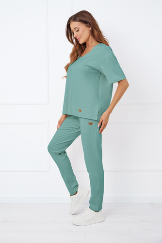 Caro Kurzarmbluse Italian Fashion - Salbei 