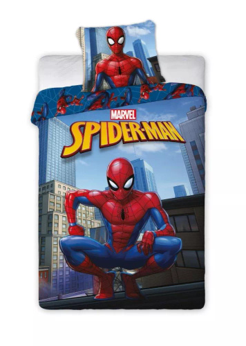 Spider-Man Faro-Baumwollbettwäsche, blau – 100 % Baumwolle, Set für einen Jungen