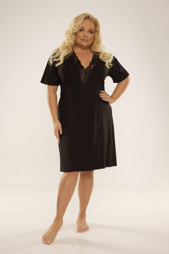 640 Noela Plus Size Nachthemd Forex - Schwarz