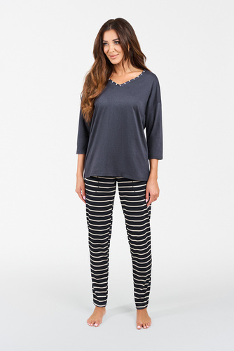 Betty Damen Schlafanzug 3/4 Ärmel, lange Hose Italian Fashion - graphite/graphite print