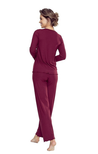 Rosaria Eldar First Lady Burgund – Damen-Pyjama aus Viskose, Set mit langer Hose