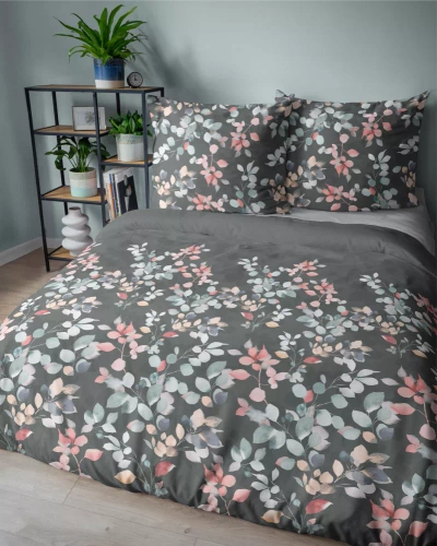 5084 A Home Satin Satin-Bettwäsche mit Zweigen Detexpol Graphit