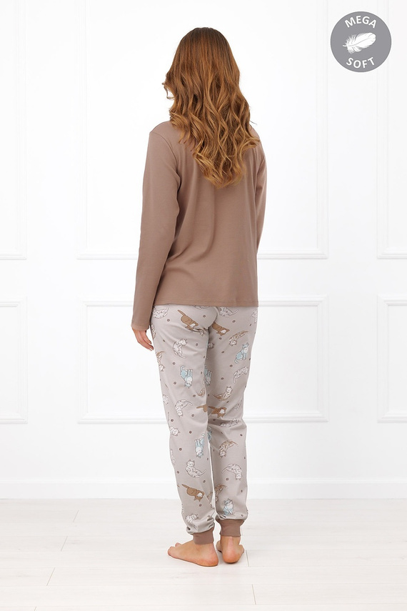 Italian Fashion Filomena Damenpyjama Mega Soft lang Katzen Taschen