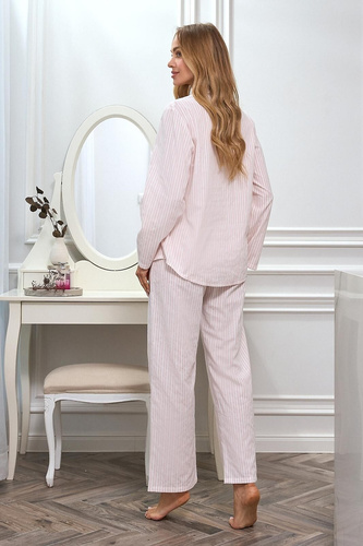 Pyjama 2613 L&L Baumwolle leicht geknöpft bequem Damen