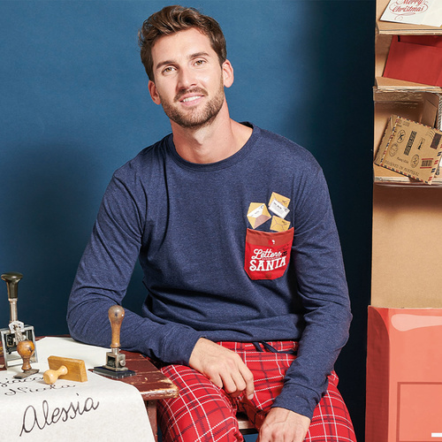 Gioew Sorbetto blauer Herrenpyjama – festlich, kariert, bequem und stilvoll