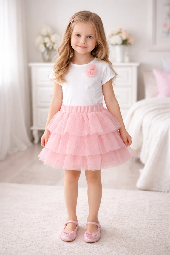 Tüllrock Mädchen Bambarillo leicht elegant bequem für Alltag pink