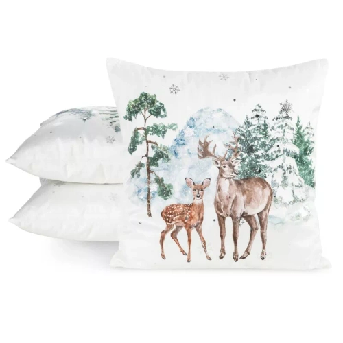CHP350 Eurofirany Weihnachtskissenbezug 45x45 Samt mit Druck und Paspelierung