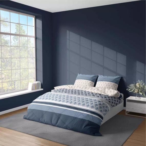 5028 Eine Detexpol-Geometrie-Mikrofaserbettwäsche, blau