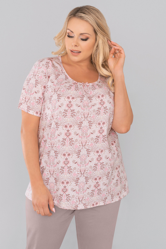 Kalmia Damen Schlafanzug kurzarm, 3/4 Hose Italienischer Mode-Druck 