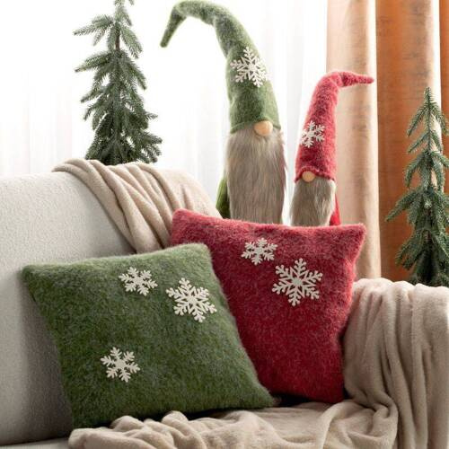 Chp 83A Weihnachts-Schneeflocken-Kissenbezug, Eurocurtains, rot