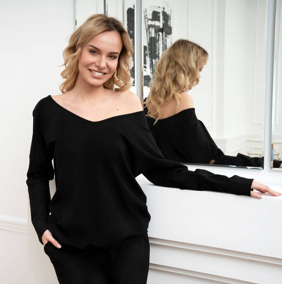 Karina Damen Sweatshirt Fashion - schwarz 