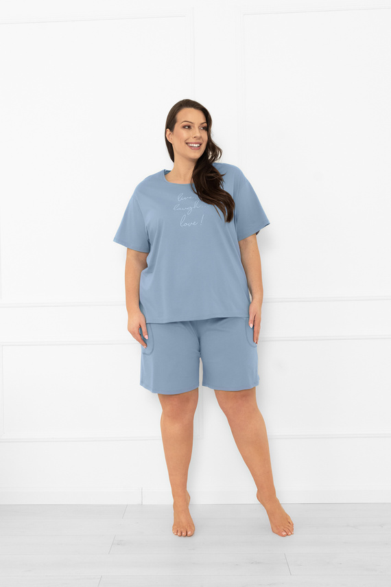 Damenpyjama Ksara Italian Fashion - Baumwolle, kurze Ärmel und Shorts - Stahl