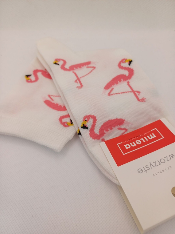 0200-176 Milena Damensocken – bunte Flamingos – ecru