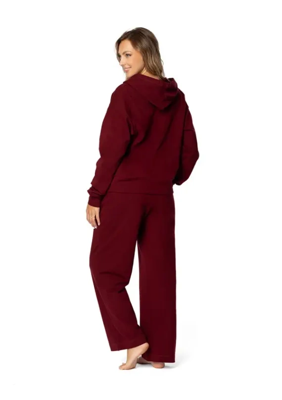 DK-K-B8 Dkaren Damen-Trainingsanzug-Set – Burgunderrot