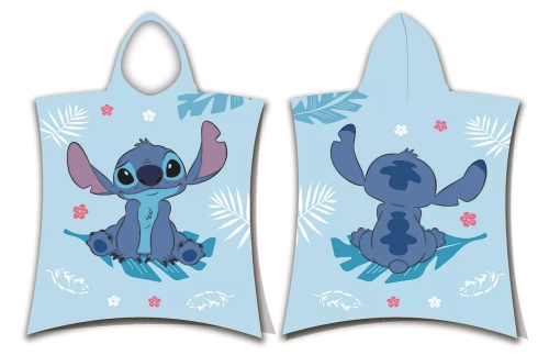 Jf24 Lilo und Stitch Kinderponcho Blau Kapuzenhandtuch Disney Für den Pool, Strand, Bad Jerry Fabrics