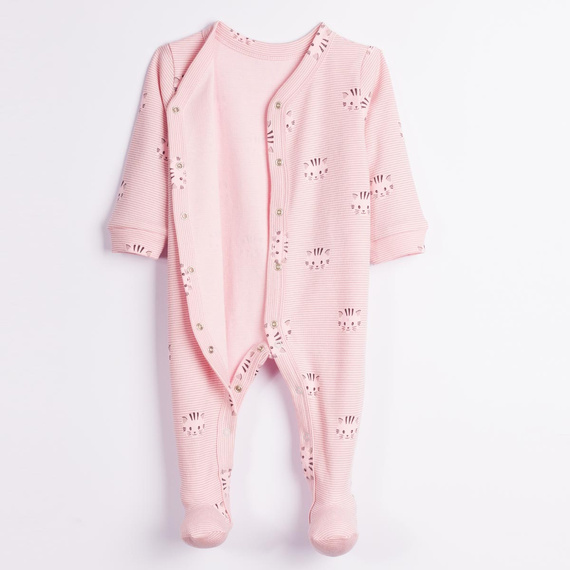 Nicol Tosia 225032 Babystrampler aus Baumwolle, rosa, mit Katzen- und Fußmotiven