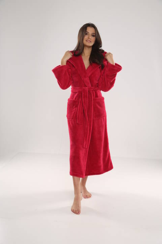 807 Luna II Ladies' Long Dressing Gown Forex - Himbeere
