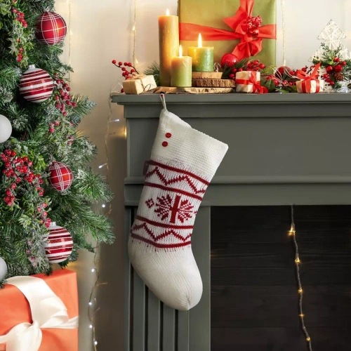 448 Weihnachtsstrumpf, Schneeflockendekoration, Eurogardinen, weiß