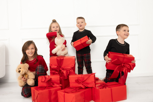 Rusoli Kinderschlafanzug Italian Fashion rot - Baumwolle, lang, Weihnachtsmuster