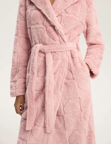 Henderson Gitte 45427 Damenbademantel Pink Weich mit Kapuze und Taschen