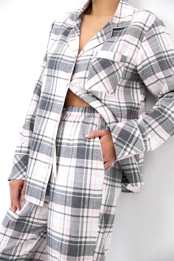 Sensis Ashlyn Damen Flanell-Pyjama 100% Baumwolle Knöpfe Kariert