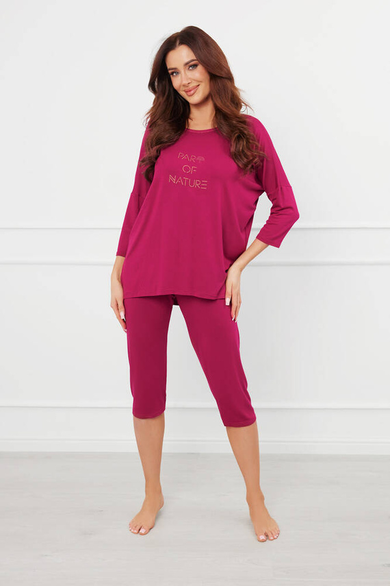 Natura Damen 3/4 Schlafanzug Italian Fashion - Wein