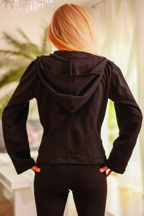 Adela - Damenjacke mit Kapuze, 95 % Baumwolle 5 % Elasthan | Polnische Marke Mirale – schwarz