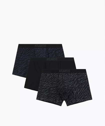 Atlantic 3MH-239 A3 Herrenboxershorts 3er-Pack Baumwolle Graphit Schwarz Indigo