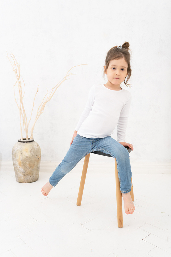 Tosia T-Shirt für Mädchen, langarm italienische Mode- weiß 